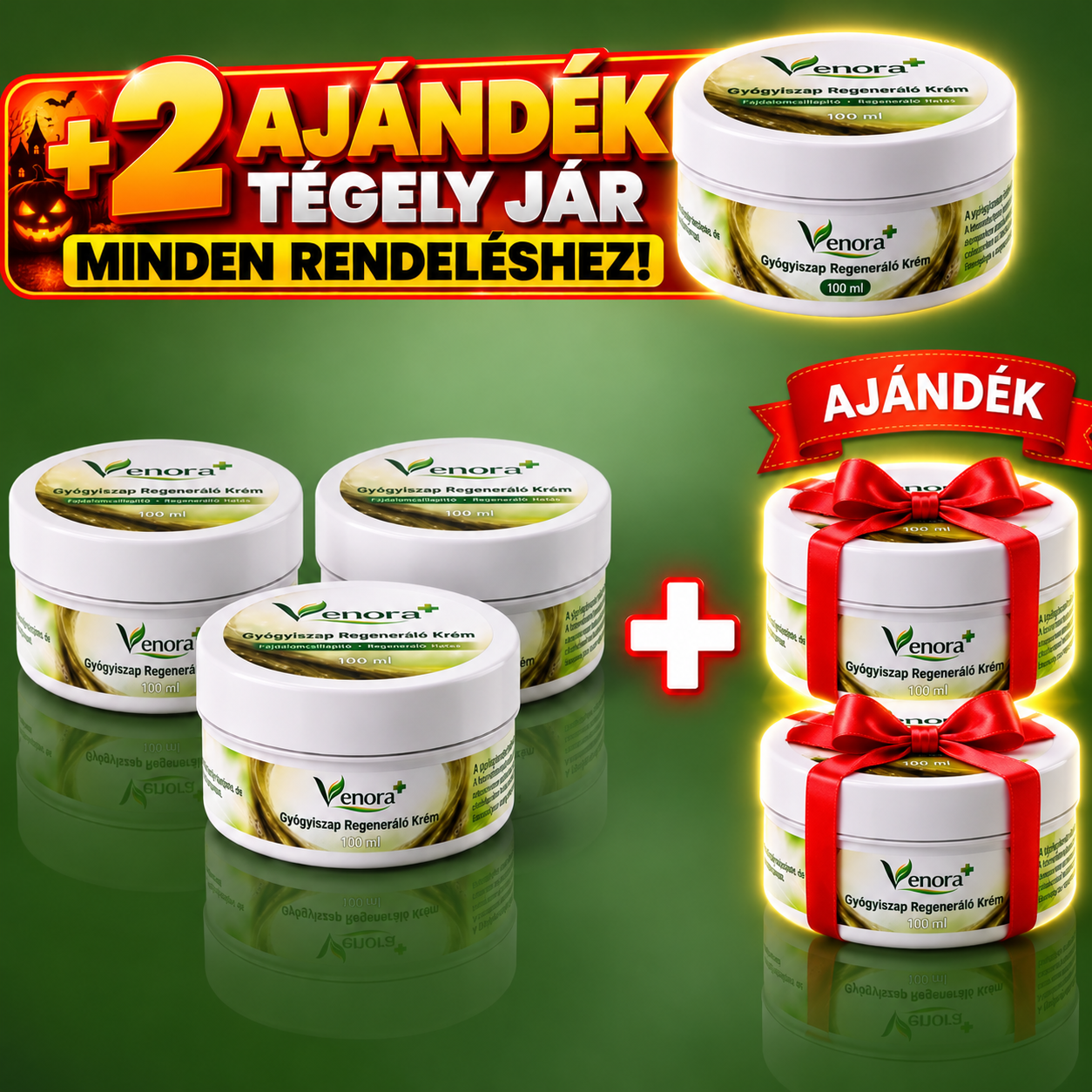 3 Tégely Gyógyiszap Regeneráló Krém 3x100 ml + 2 Ajándék Regeneráló Krém
