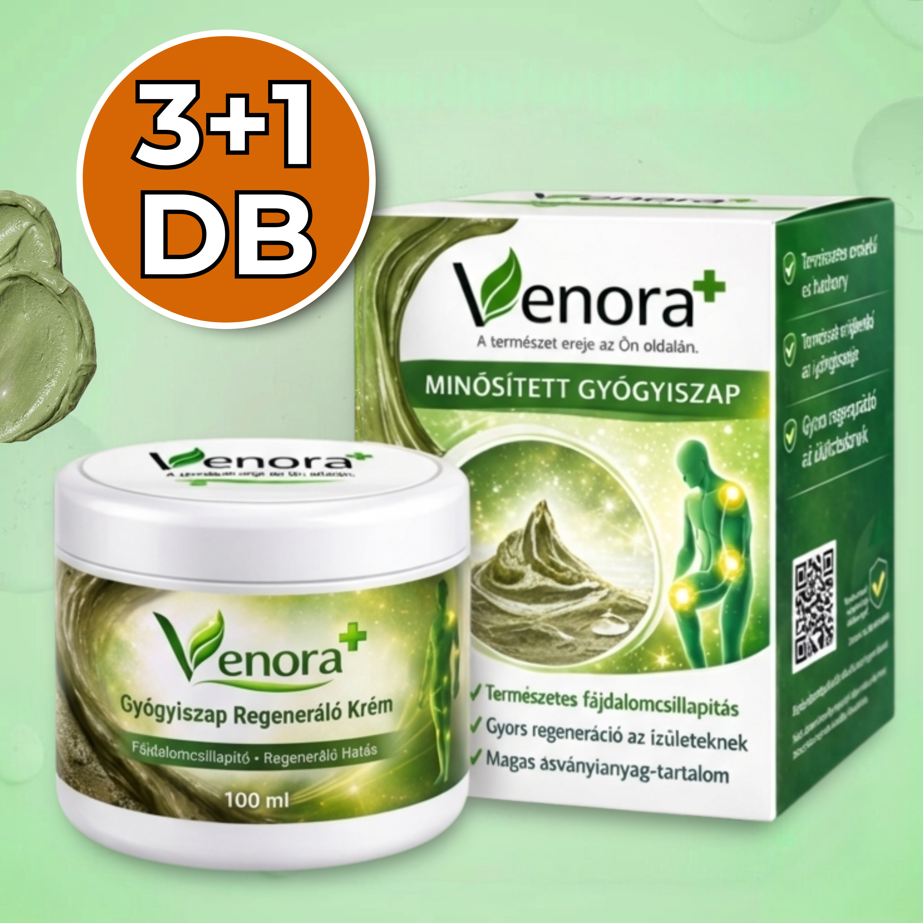 3+1 Tégely Gyógyiszap Regeneráló Krém 4x100 ml